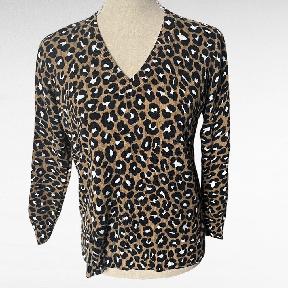 Michael Kors leopard print V-Neck Sweater Size Small